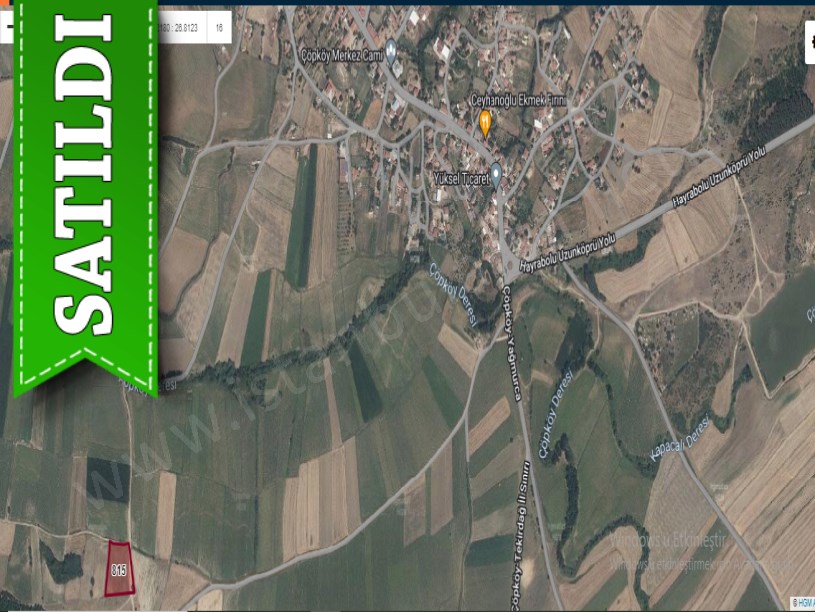Edirne Uzunköprü Çöpköyde Satılık Arsa , 368 m2 Yolu Var Köye Yakın
