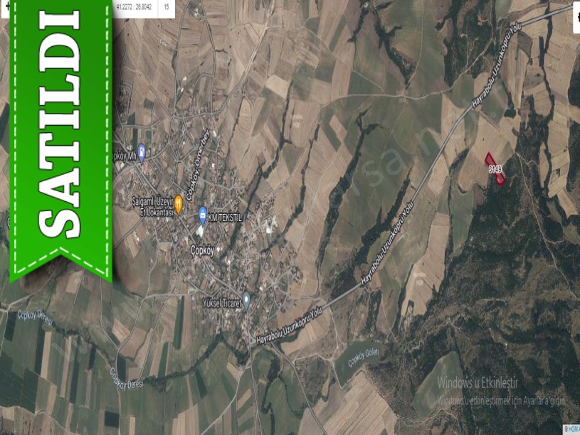Edirne Uzunköprü Çöpköyde Satılık Arsa , 387 m2 Köye Yakın Yolu Var