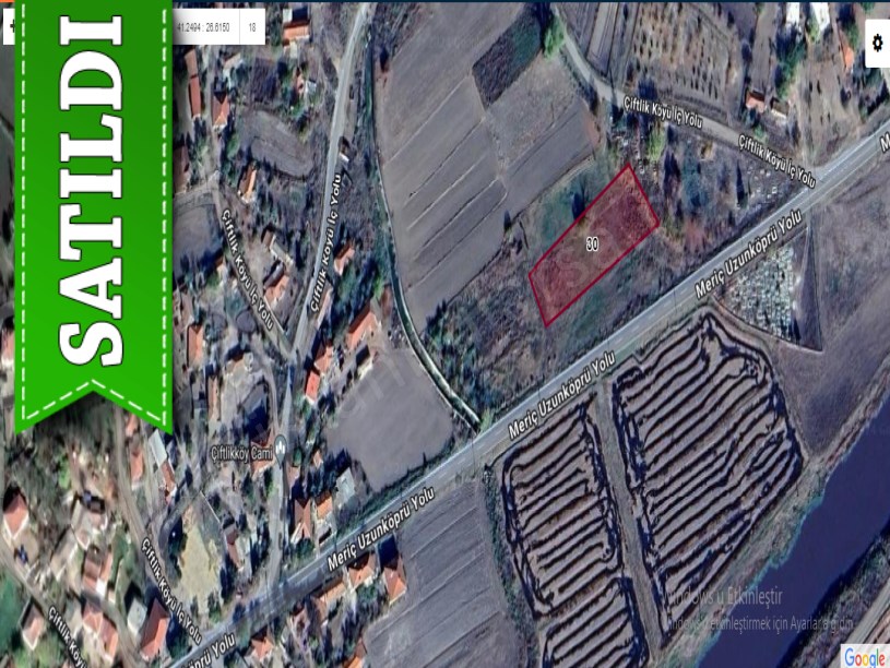 Edirne Uzunköprü Çiftlik Köyünde Satılık Arsa , 205 m2 Köy İçi Cadde Cephe