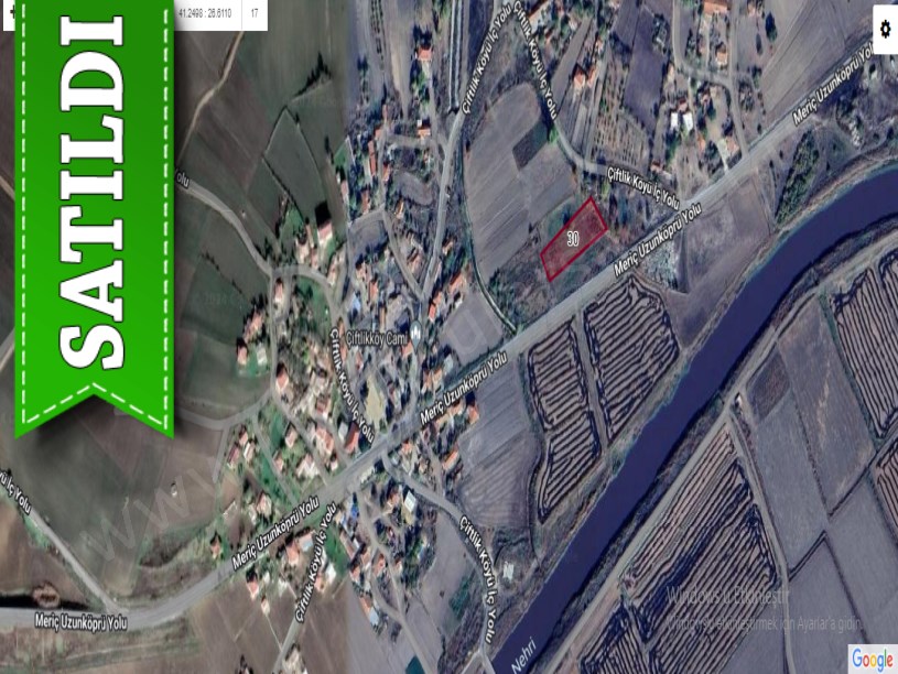 Edirne Uzunköprü Çiftlik Köyünde Satılık Arsa , 205 m2 Köy İçi Cadde Cephe