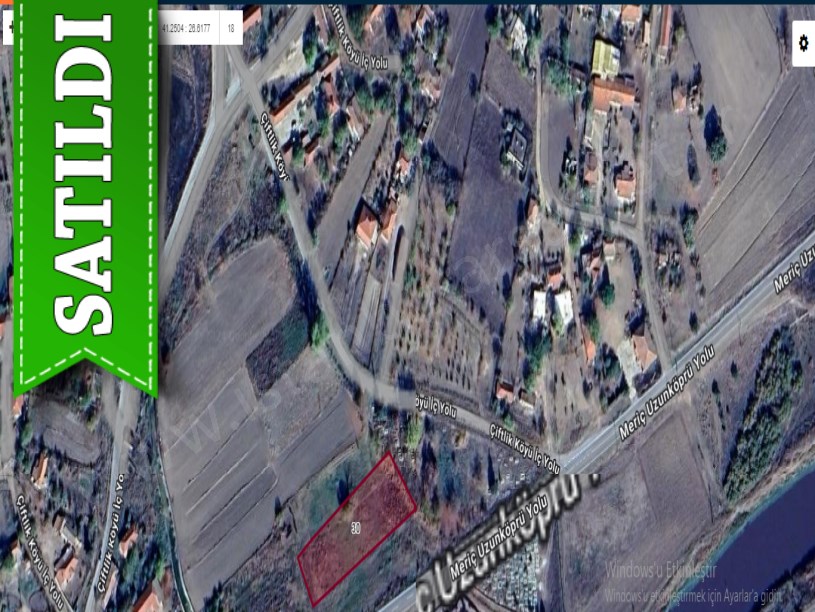 Edirne Uzunköprü Çiftlik Köyünde Satılık Arsa , 205 m2 Köy İçi Cadde Cephe