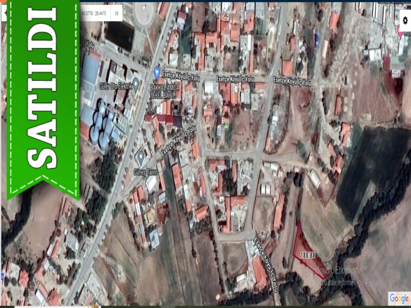 Edirne İpsala Esetçe Köyü Satılık Arsa , 791 m2 İmarlı Arsa Merkezde