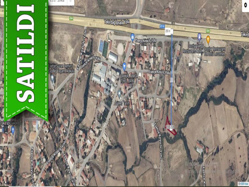 Edirne İpsala Esetçe Köyü Satılık Arsa , 791 m2 İmarlı Arsa Merkezde