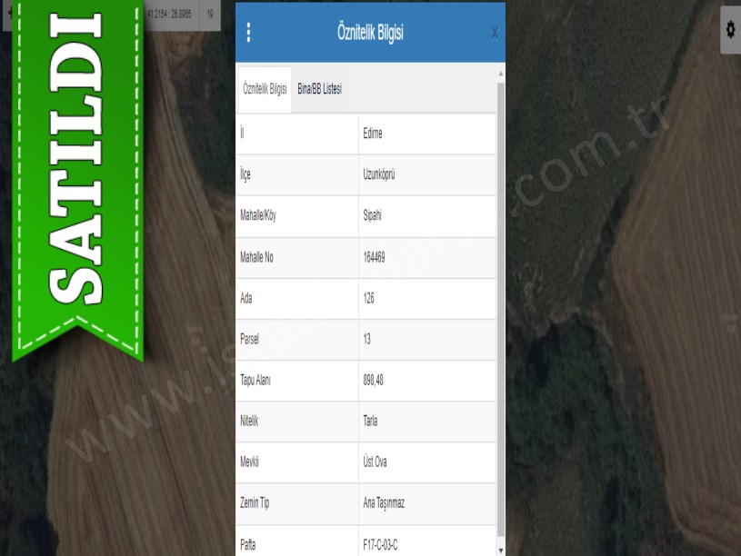 Edirne Uzunköprü Sipahi Köyünde Satılık Tarla , 898 m2 Tek Tapu