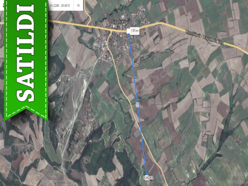 Edirne Uzunköprü Sipahi Köyünde Satılık Tarla , 898 m2 Tek Tapu