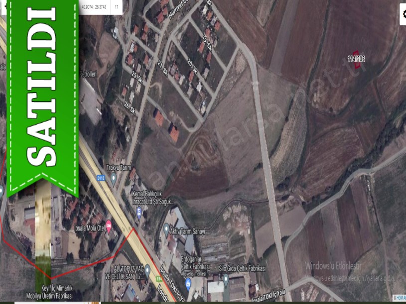 Edirne İpsala Bozkurt Mah, Satılık Arsa , 338 m2 İmarlı Merkezde 