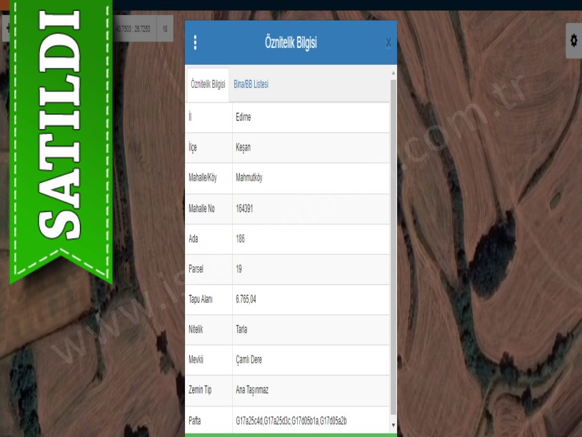 Edirne Keşan Mahmutköy Köyü Satılık Tarla , 6,765 m2 Tek Tapu