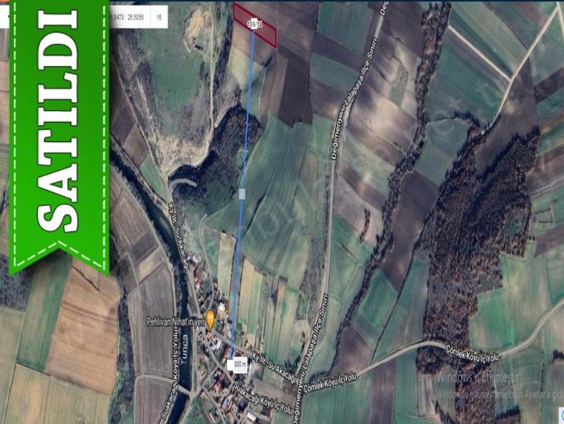 Edirne Merkez Suakacağı Köyü Satılık Arsa , 520 m2 Yolu Var Hisseli