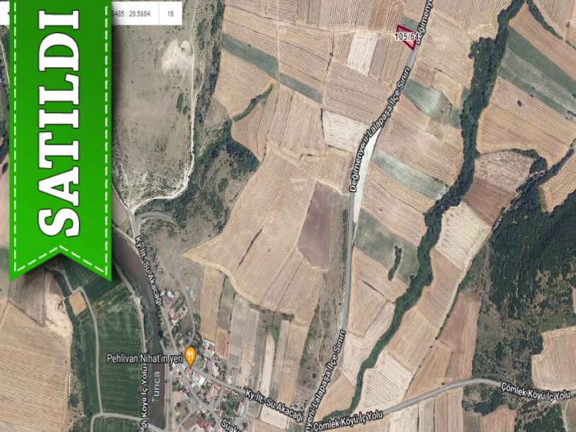 Edirne Merkez Suakacağı Köyü Satılık Arsa , 180 M2 Asfalt Cephe Hisseli