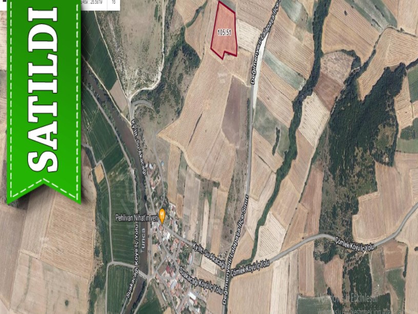 Edirne Merkez Suakacağı Köyü Satılık Arsa , 1,352 M2 Hisseli