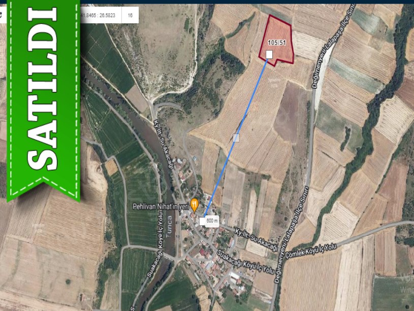 Edirne Merkez Suakacağı Köyü Satılık Arsa , 1,352 M2 Hisseli