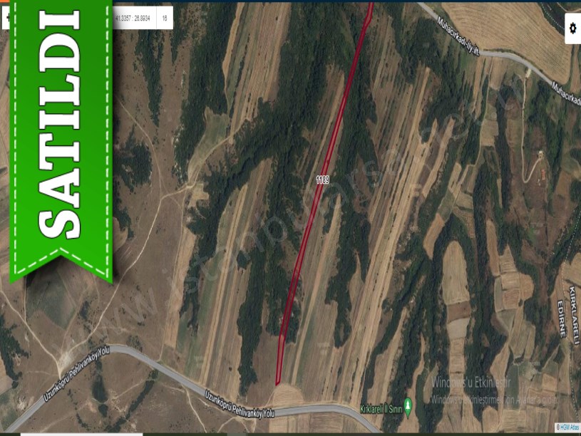 Edirne Uzunköprü Muhacırkadı Köyü Satılık Arsa , 1,046 M2 Asfalta Cephe Hisseli 