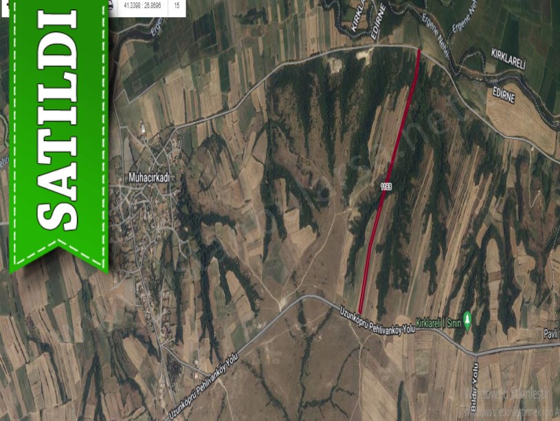 Edirne Uzunköprü Muhacırkadı Köyü Satılık Arsa , 1,365 M2 Asfalta Cephe Yolu Var