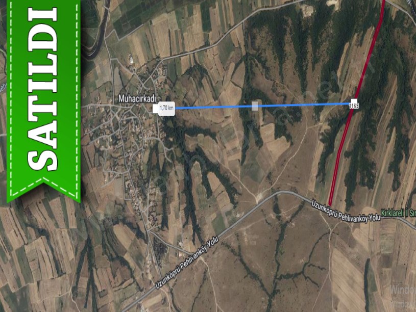 Edirne Uzunköprü Muhacırkadı Köyü Satılık Arsa , 1,365 M2 Asfalta Cephe Yolu Var