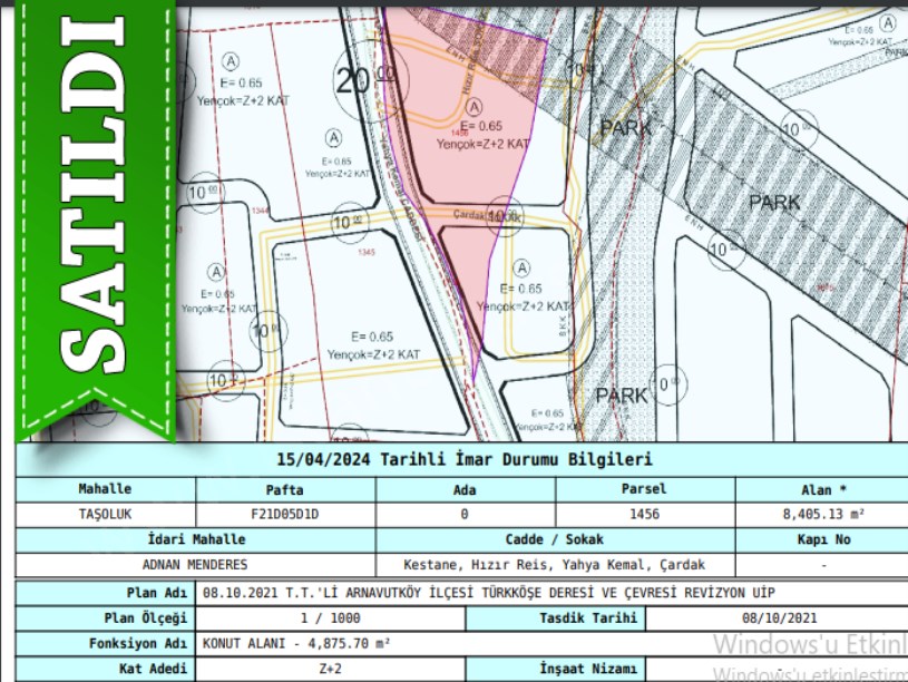 Arnavutköy Taşolukta Satılık Arsa , 153 M2 Yahya Kemal Caddesine Cephe Hisseli
