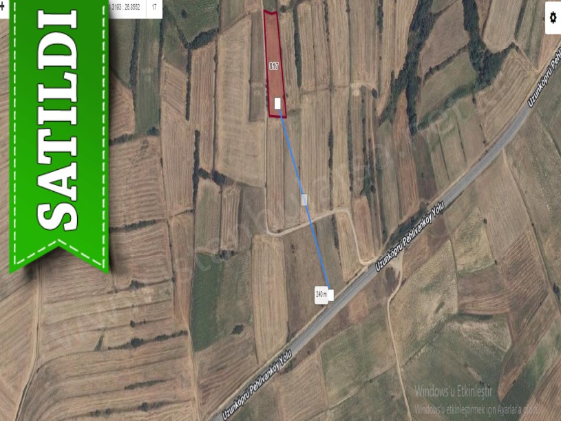 Edirne Uzunköprü Muhacırkadı Köyü Satılık Arsa , 328 m2 Yolu Var Hisseli