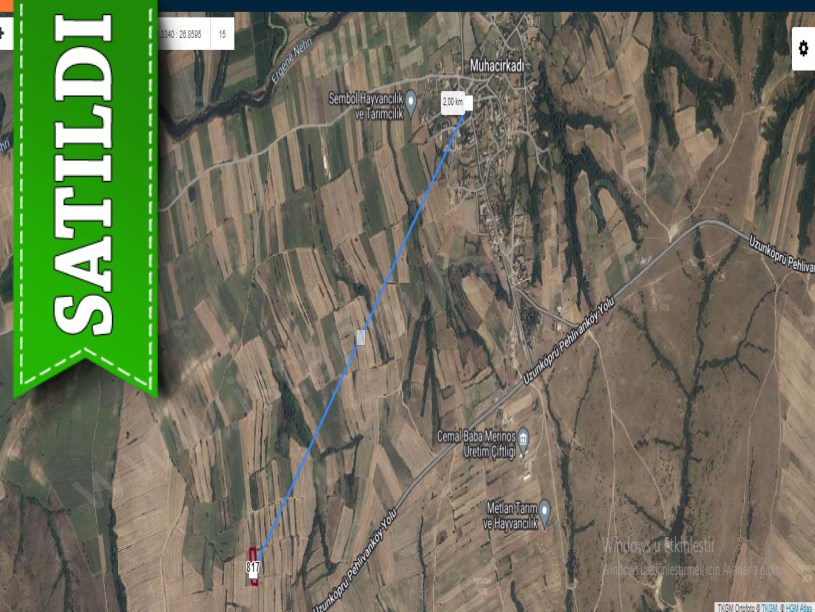 Edirne Uzunköprü Muhacırkadı Köyü Satılık Arsa , 328 m2 Yolu Var Hisseli