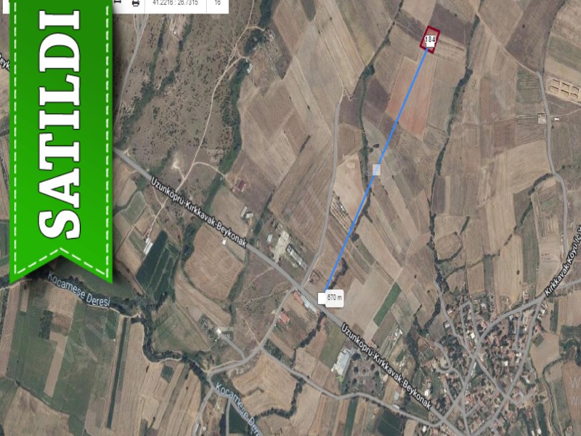 Edirne Uzunköprü Kırkkavak Köyünde Satılık Arsa , 300 metre Hisseli 