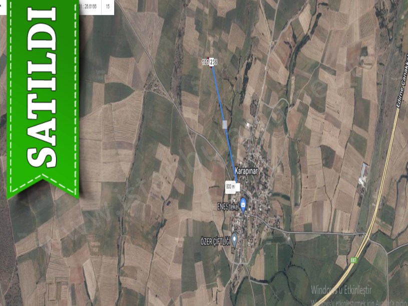 Edirne  Uzunköprü Karapınar Köyü Satılık Arsa . 1,281 M2 Yolu Var Hisseli 