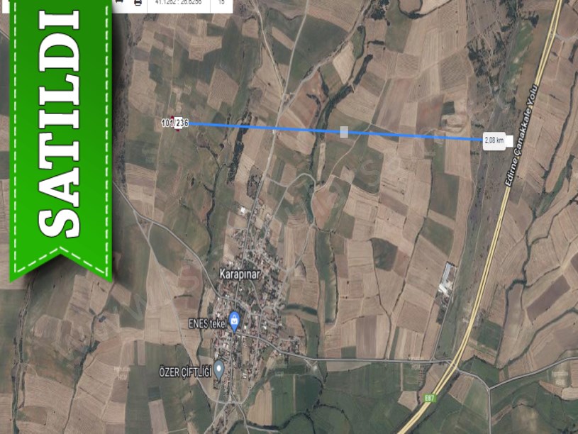 Edirne  Uzunköprü Karapınar Köyü Satılık Arsa . 1,281 M2 Yolu Var Hisseli 