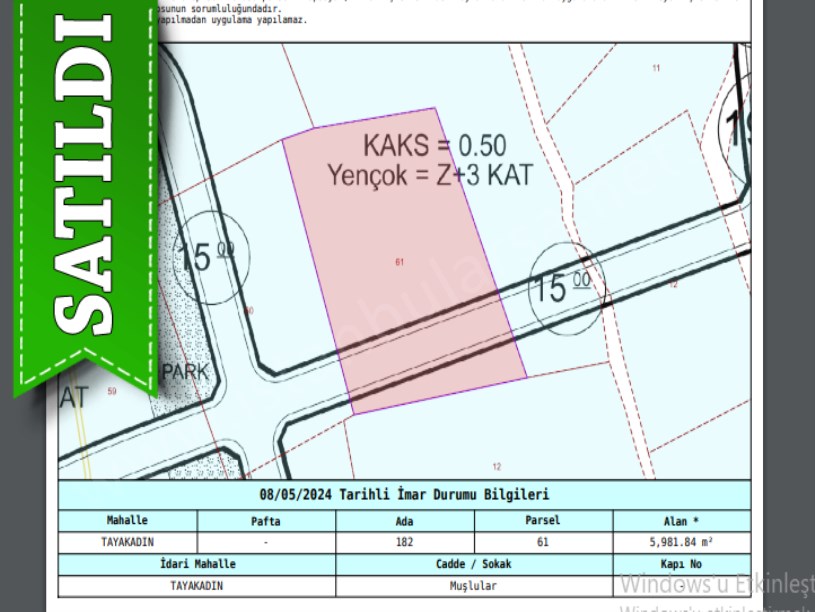 Arnavutköy Tayakadın Satılık Arsa , 623 m2 İmarlı Merkezde Yolu Var