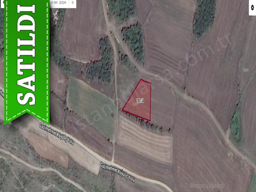 Edirne Uzunköprü Gazimehmet Köyü Satılık Arsa , 187 m2 Meraya Cephe Yolu Var