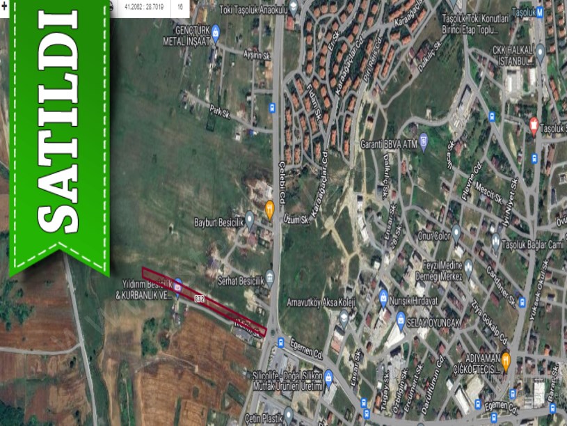 Arnavutköy Taşolukta Satılık Arsa , 382 M2 Cadde Cephe Çevrili 
