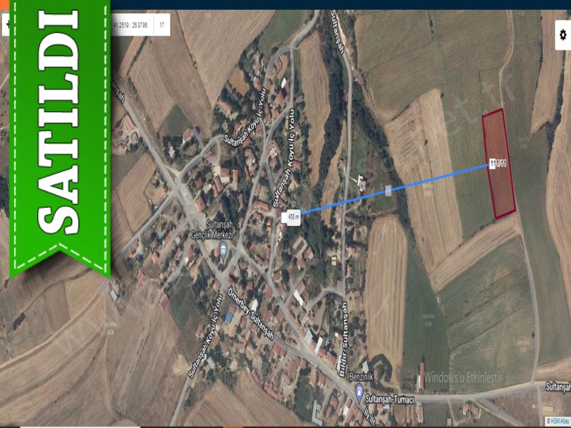 Edirne Uzunköprü Sultanşah Köyünde Satılık Tarla , 437 m2 Köye Yakın Yolu Var