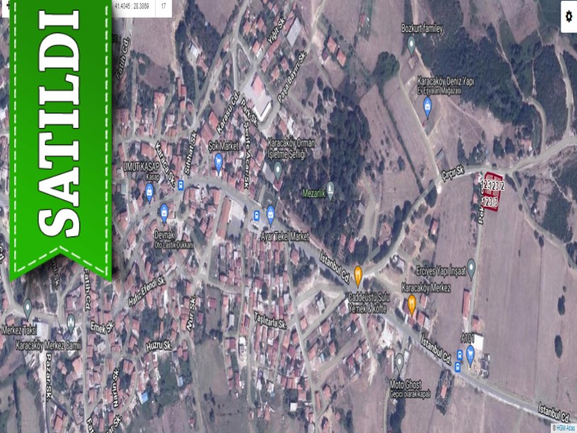 Çatalca Karacaköyde Satılık Arsa , 1,246 M2 Köy İçi Villa İmarlı Köşebaşı