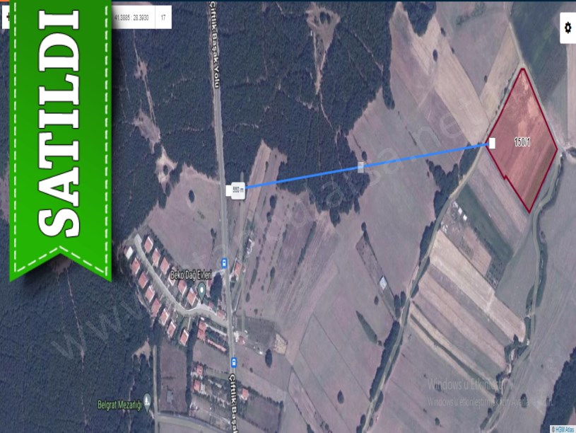 Çatalca Belgratta Satılık Arsa , 640 M2 Çaplı Yolu Var Muvafakatnameli