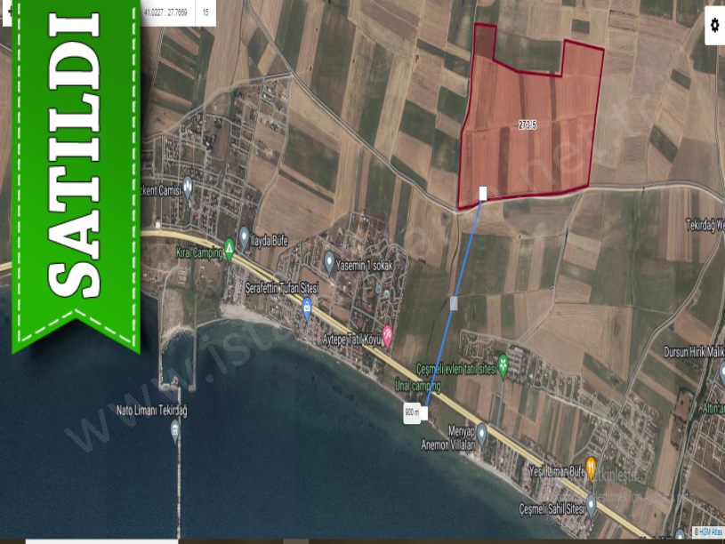 Tekirdağ Marmaraereğli Çeşmeli Mah Satılık Arsa , 236 m2 Hisseli Yolu Var