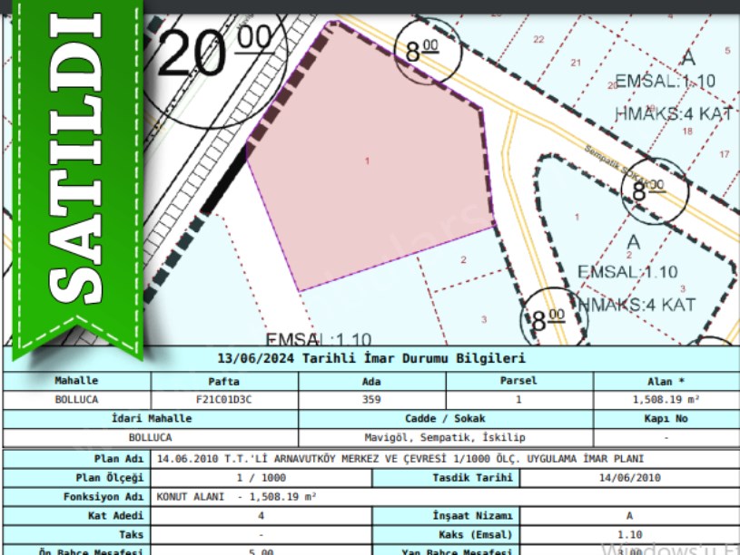 Arnavutköy Bollucada Satılık Arsa , 320 M2 Cadde Cephe Hisseli İmarlı