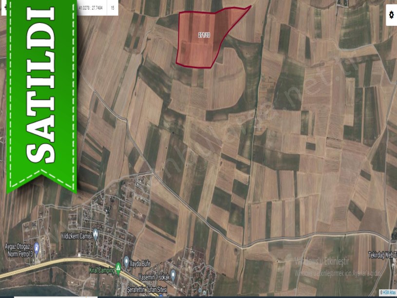 Tekirdağ Marmaraereğli Çeşmeli Mah Satılık Arsa , 258 M2 Hisseli Yolu Var