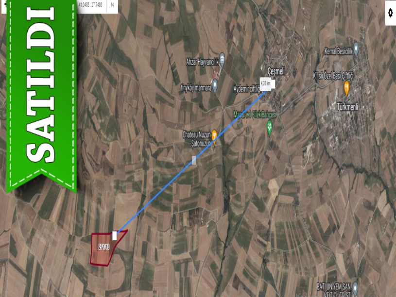 Tekirdağ Marmaraereğli Çeşmeli Mah Satılık Arsa , 258 M2 Hisseli Yolu Var