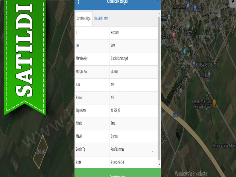 Kırklareli Vize Çakıllı Köyünde Satılık Tarla , 3,666 m2 Hisseli