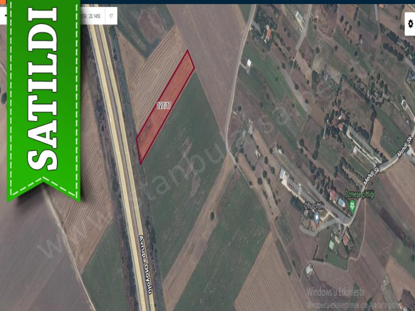 Silivri Seymende Satılık Arsa , 480 M2 Hisseli Otoyola Cephe 