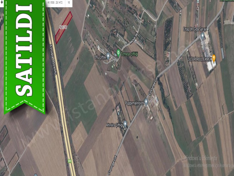 Silivri Seymende Satılık Arsa , 480 M2 Hisseli Otoyola Cephe 