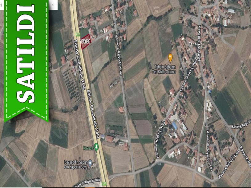 Edirne Uzunköprü Kavacık Köyünde Satılık Arsa , 886 M2 Müstakil İmarlı Otobana Cephe 