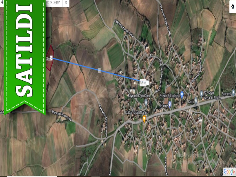 Edirne Uzunköprü Bayramlı Köyünde Satılık Arsa , 487 M2 Hisseli 