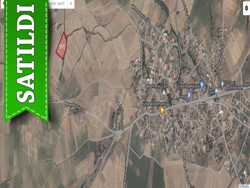 Edirne Uzunköprü Bayramlı Köyünde Satılık Arsa , 487 M2 Hisseli 
