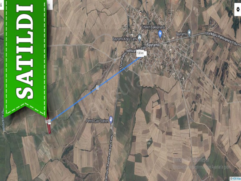 Edirne Uzunköprü Bayramlı Köyünde Satılık Arsa , 437 M2 Yolu Var Hisseli