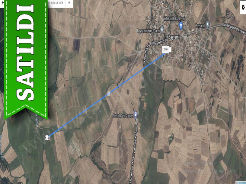 Edirne Uzunköprü Bayramlı Köyünde Satılık Arsa , 146 M2 Yola Cephe Hisseli