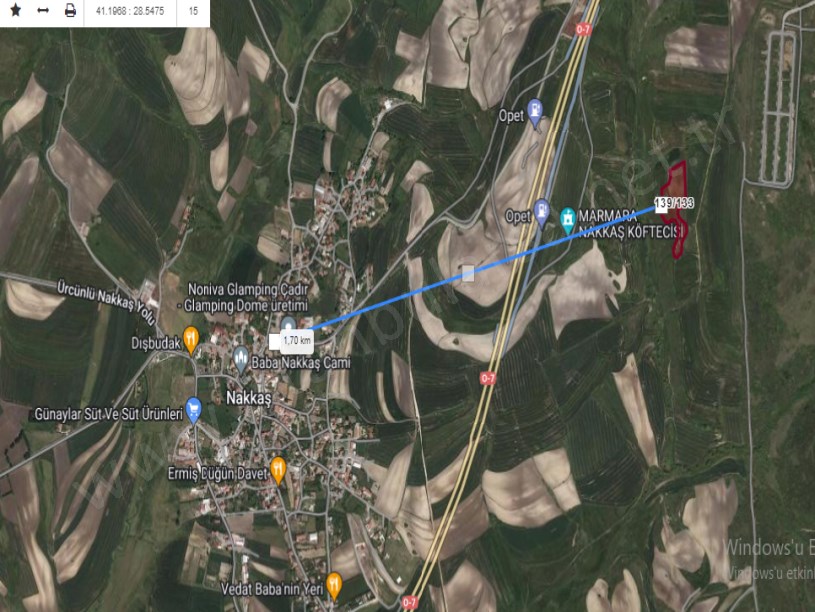 Çatalca Nakkaşta  Satılık Arsa , 936 m2  Yolu Var Hisseli
