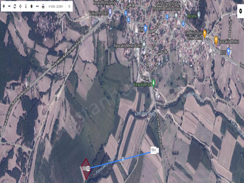 Çatalca Karacaköyde Satılık Arsa , 533 M2 Çaplı Çevrili Yolu Var Evlere Yakın 