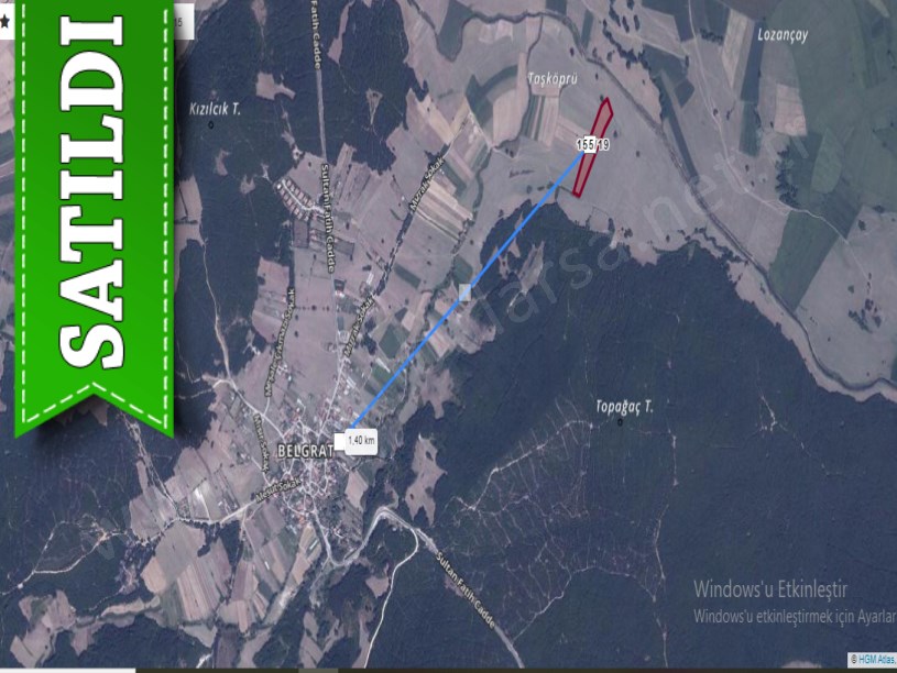 Çatalca Belgratta Satılık Arsa , 1,345 m2 Çaplı Çevrili Yolu Var