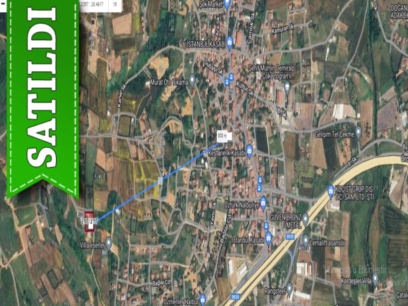 Çatalca Kestanelikte Satılık Arsa , 447 M2  Çaplı Çevrili Hisseli