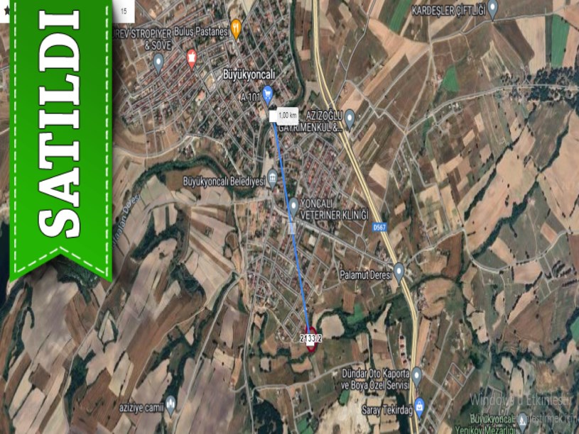 Tekirdağ Saray Büyükyoncalıda Satılık Arsa ,  1000 m2 Mahalleye Bitişik Yolu Var