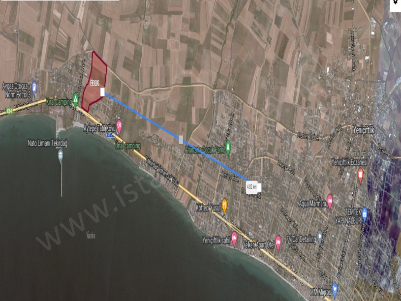 Tekirdağ Marmaraereğli Çeşmeli Mah Satılık Arsa , 505 M2 Denize Yakın Yolu Var Hisseli