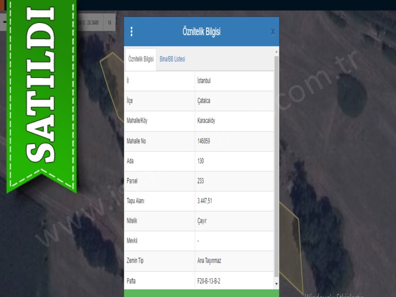 Çatalca Karacaköyde Satılık Arsa , 383 M2 Çaplı Yeri Belli