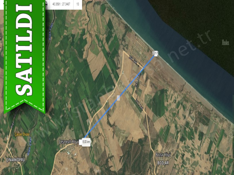 Çanakkale Biga Çeşmealtı Köyü Satılık Arsa , 447 m2 Denize Sıfır Müstakil